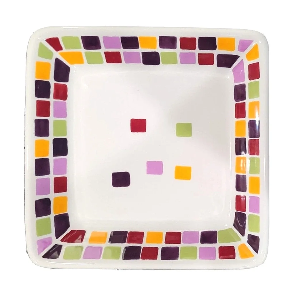 The Pampered Chef Simple Additions Salad Desert Mosaic Tiles Small Square Plate